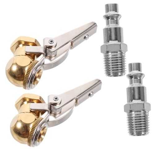 Beatifufu Professional Tire Inflator Chuck 1/4 Threaded Copper Locking Air Chuck Zinc Plated Connector