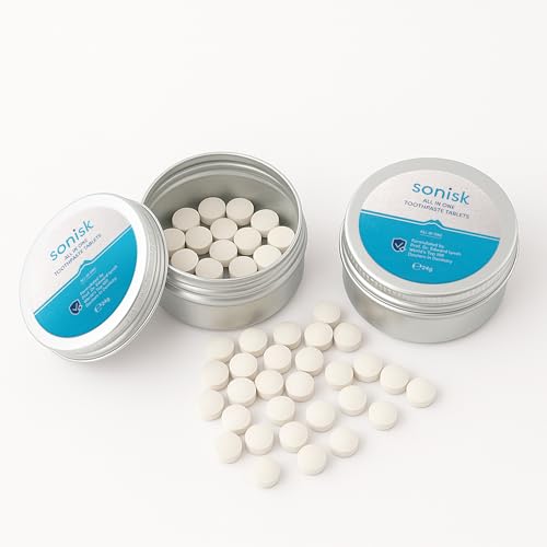 Sonisk Toothpaste Tablets – Travel-Friendly, Mess-Free Alternative to Traditional Toothpaste – Zero-Waste Packaging, No Plastic Tubes – 60 Tabs per Tin for a Fresh, Powerful Clean