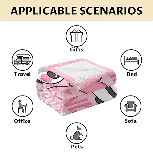 Personalized Panda Blanket Gifts with Name - 60"x80" Cute Throw Blanket for Kids, Adults - Pink Soft Fuzzy Blankets for Bed, Couch & Living Room