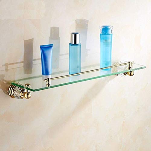 Preisvergleich Produktbild AINIYF Badezimmer Regal Handtuchhalter Aluminium Schiene und Handtuchhalter Thick gehärtetes Glas Badezimmer Regal Wandhalterung Gold mit Handtuchwärmer / 24.2x4.6 Inches