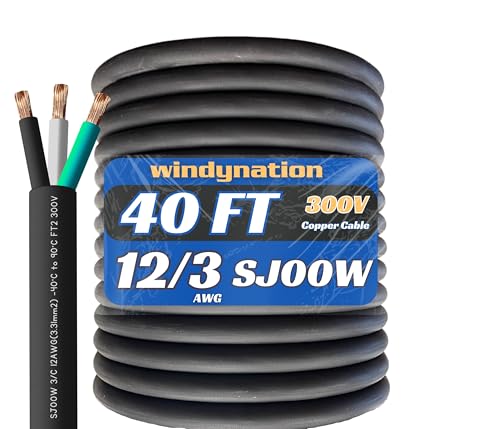 Câble SJOOW 12 AWG 3 conducteurs de 12 m pour moteur et chargeur de batterie 300V