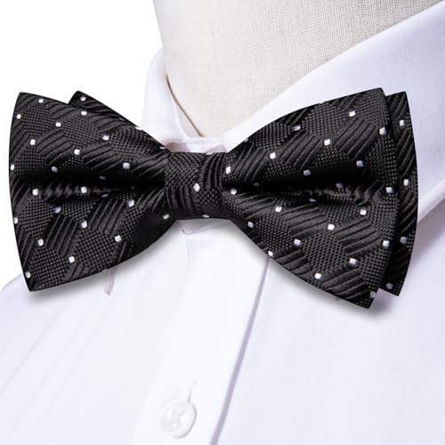 Image of Dubulle Mens Paisley Striped Bowtie Set Pre-tied Bowtie for Men and Pocket Square Set Wedding Business