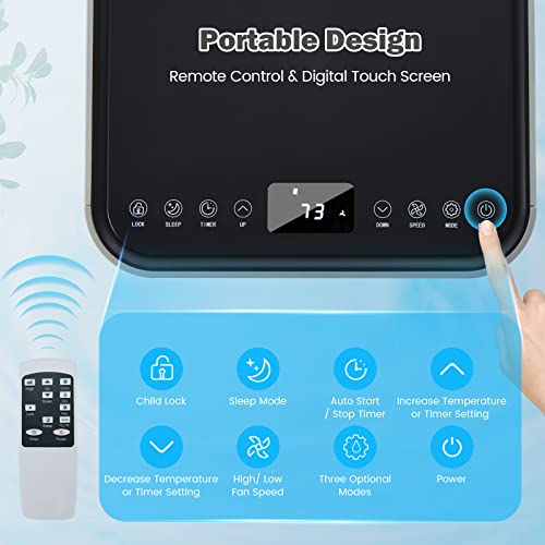 Image of GOFLAME Portable Air Conditioner, 8000 BTU Powerful AC Unit with Remote Control and 4 Universal Casters, 3-IN-1 Air Cooler & Dehumidifier & Fan with 24H Timer for Living Room, Bedroom, Office, Grey