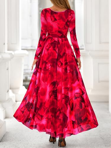 BTFBM Women Maxi Dress Fall 2025 Fashion Elegant Long Sleeve Square Neck Floral Print Party Club Wedding Guest Dresses