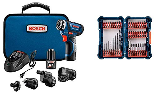 Bosch Gsr12V-140Fcb22 12V Max Flexiclick 5-In-1 Drill/Driver System With 40-Pc Impact Tough Drill Driver Set #TOP11