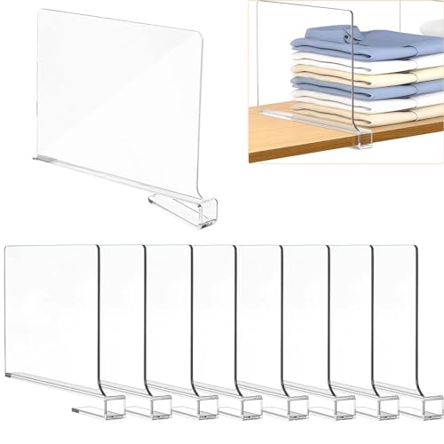 URHELP 8 Pièces Transparent Séparateurs d'étagères en Acrylique, 30 x 20 CM Separateur Etagere Multifonction, pour Chambre à Coucher, Cuisine, Armoires et...