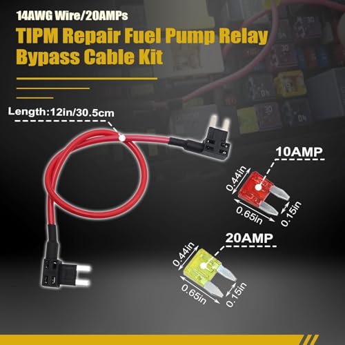 Image of SecosAutoparts TIPM Repair Fuel Pump Relay Bypass Cable Kit CBWPR091AA Fit for Dodge Ram 1500 2500 3500 Fit for VW Fit for Chrysler Fit for Jeep 2008-2016 Fuse Holder Adapter 14AWG Wire /20AMPs