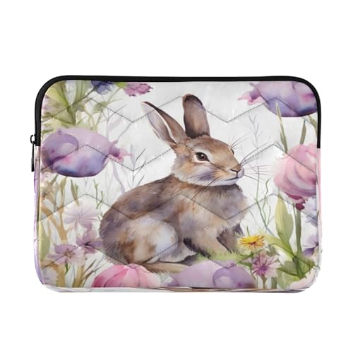 Funda para portátil 13-14 pulgadas impermeable con diseño de conejos y flores