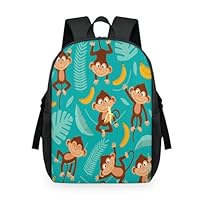 TropicalLife Monkey With Banana Backpack Rucksack for Kids Girls Boys Men Women Monkey Back Pack Multi-purpose School Bookbag Casual Laptop Daypack Bag