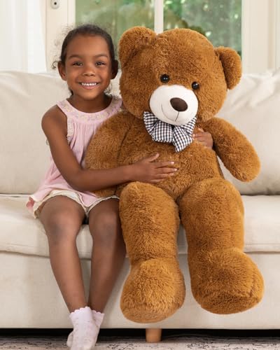 Image of MaoGoLan Giant Teddy Bear Plush Toy - Ultra Soft & Cute Large Stuffed Animal 39 inches, Perfect for Baby Showers, Birthdays, Valentine's Day Gifts (Kids, Couples, Family),Dark Brown