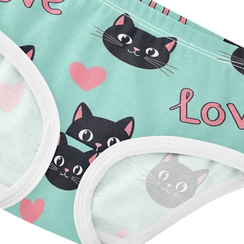 Cotton Girls Underwear Toddlers Cute Black Cats Hearts Green Girl Panties Cute Fancy Undies Kids Briefs 2t4