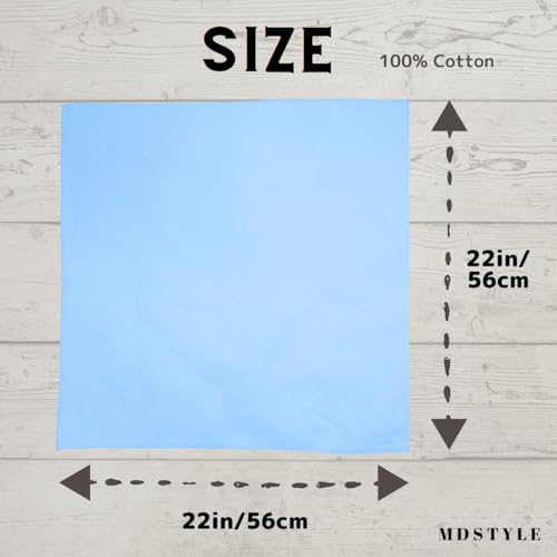 Image of MDSTYLE 100% Cotton Solid Color Bandana for Men & Women 22 inch x 22 inch Handkerchief Headband Scarf