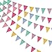 Luxoraiova 3 Stück Wimpelkette Outdoor Wetterfest, 36 Flaggen Girlande, Bunte Wimpel Stoff Leinenimitat, Regenbogen Deko für Geburtstag, Party, Kinderzimmer, Garten, Einschulung, Matschküche