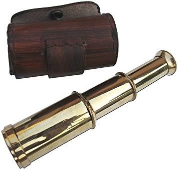 Nautical Hub Marine Brass Telescope With Leather Case Engraved Telescope Nautical Spyglass