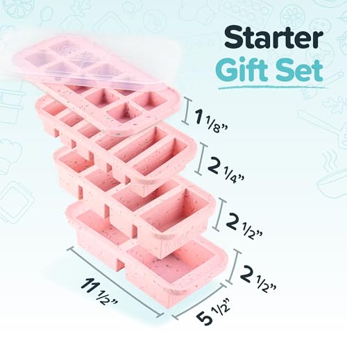 Image of Souper Cubes Silicone Freezer Molds Gift Set, Cotton Candy | 2 Tbsp, 1 /2 Cup, 1 Cup and 2 Cup Silicone Molds for Food Set, Perfect for Freezing Soup, Grains, Proteins, Herbs and More