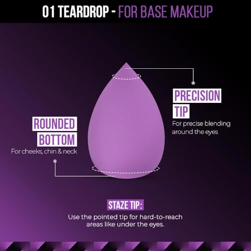 Image of Beauty Blender Sponge, Purple, Washable Multipurpose | Teardrop Shape, Flawless Finish, Foundation Blending, Reusable Sponge, Streak-Free Application