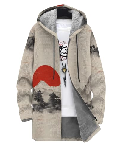 LIZALIG Men's Aztec Sherpa Fleece Hooded Jacket