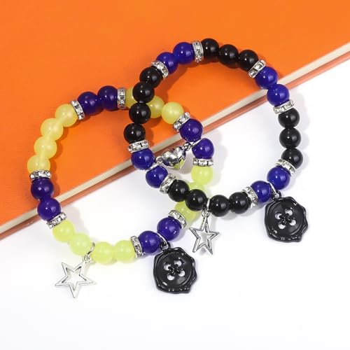 SONGCHANGJEWELRY Wybie with Matching Bracelets for Couple Best Friend - Buttons Charms, Horror Movie Cosplay Costume Accessories - Birthday Memorial Day Gifts for Women Men Fans4