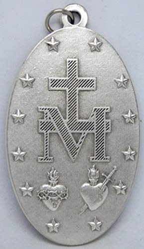 Medalla Milagrosa Virgen María 9 cm con Purpurina Esmalte