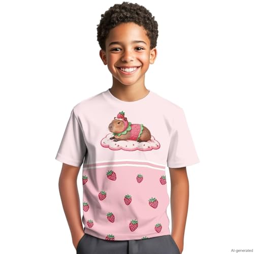 Image of WELLFLYHOM Kids Tshirts Girls Boys Short Sleeve Crewneck Tees Shirts Casual Sport Pullover Tops Size 3-16 Years