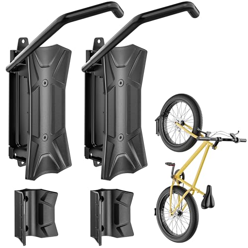 monTEK Bike Wall Mount for 4.5 Tire Width Swivel Bike Wall Hanger Holds Up to 77lbs Space-Saving Bike Rack Garage Heavy Duty Bike Storage for Bedroom Home Office 2 Pack