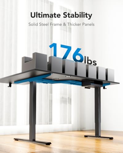 Image of HUANUO L Shaped Standing Desk with Dual Crossbar Frame, 63 x 39.4 in