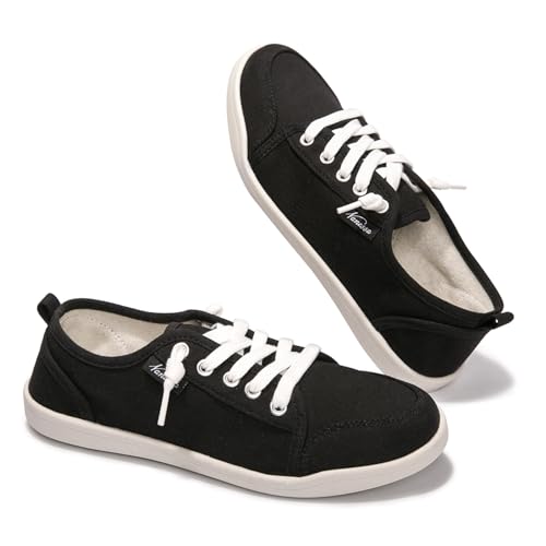 Image of Womens Slip On Shoes, Canvas Low Top Sneakers, Casual Classic Flat Shoes | Comfort Fashion Sneaker with Non Slip Rubber Outsole, Lightweight Tennis Shoes for Walking, Shopping, Picnic, Travel