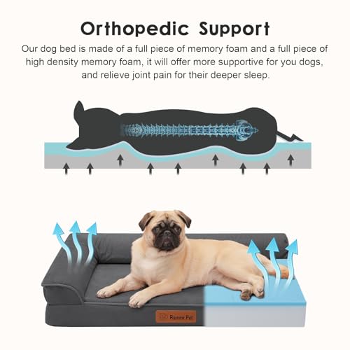 Image of Rainmr Microsuede Dog Bed for Small & Medium Dogs - Orthopedic Dog Bed with Removable Washable Cover, Memory Foam Pet Bed Mat, 30x20 Inches, Dark Grey