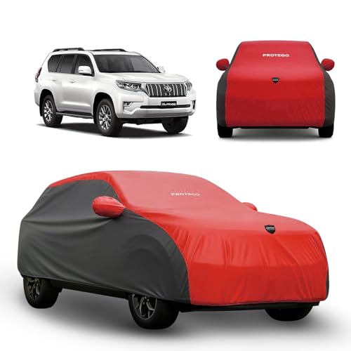 Image of PROTEGO Prime Series India's 1st Anti-Tear Car Cover for Toyota Parado | Heavy-Duty, Custom Fit, All Weather Protection | 100% Waterproof, Windproof & Hail Resistant | 2-Year Warranty | Red + Black