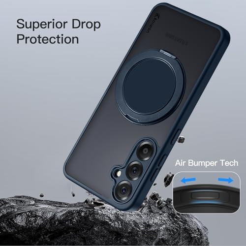 Image of KARWAN Tough Shockproof Armor Back Case Cover Compatible with Samsung Galaxy A56 with 360 Degree Rotation Magnetic Attraction Ring Holder Heavy Duty Rugged Case with Magnetic MagEase Wireless Charging