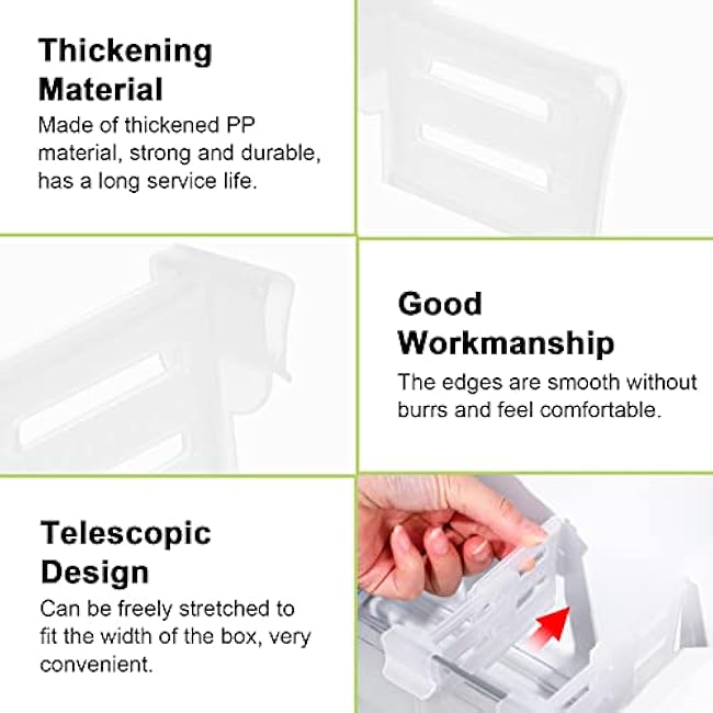 Plastic Refrigerator Dividers, 12Pcs Refrigerator Pantry Grid Dividers Fridge Seperators Adjustable Snap-on Storage Box Dividers Separator Tidy Organizer for Storage Box, Refrigerator