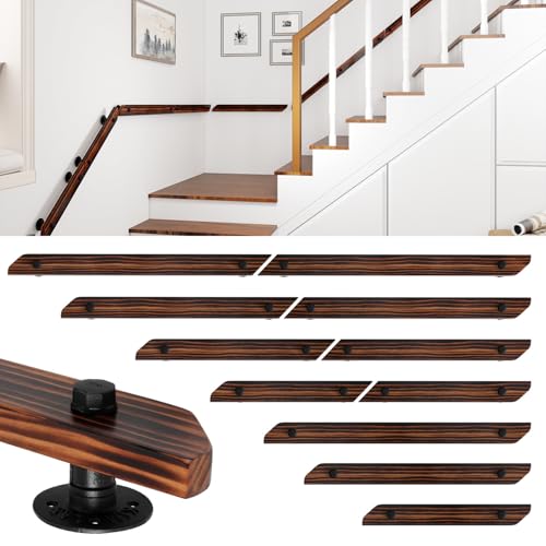 Ikodm Barandilla de madera de pino 180 cm pasamanos para escaleras pared escalera montaje lateral
