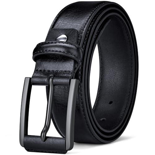 VANNANBA Men's Leather Classic Dress Belt - Mens Belts for Suits, Jeans, Work, Casual, Uniform with Prong Buckle