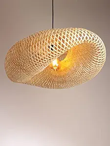 Habere India-All the Cultures Fabricating India Bamboo Lampshade | Bamboo Pendant Lights | Boho Lampshade | Cane Lampshade | Rattan Lamp Shade | Wicker Lamps (Length 60 CM, Width 41 CM, Height 22 CM)