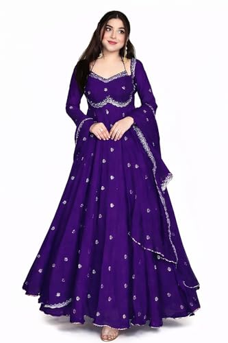 Vidhi Enterprise Red Color Anarkali Gown with duaptta Set for Wom...