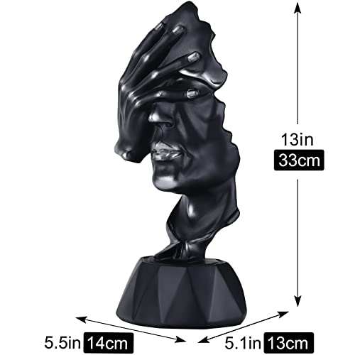Suruim Creative Abstract Men Mask Statue, Thinker Resin Statue, Do Not Listen Do Not Look Abstract Art Statue, Resin Sculpture Ornament Table Decor (Black-2) #TOP2