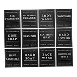 TOYANDONA 24 Piezas Etiquetas Impermeables para Botellas Baño Pegatinas Removibles para Dispensador Jabón Loción Champú y Acondicionador Negras Organizador Fácil y Resistente la Humedad
