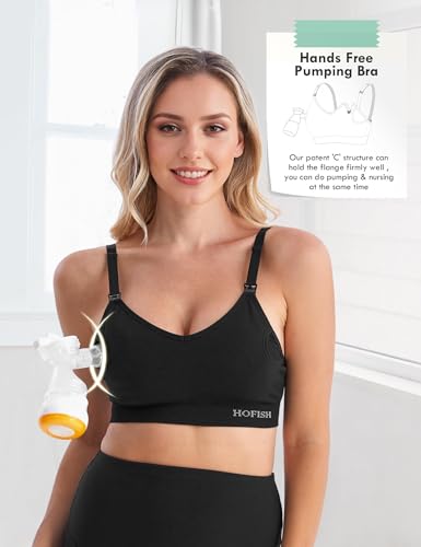 HOFISH Pumping Bra Hands Free Support Nursing & Pumping Bra in One Ultra-Soft Breast Pump Bra All Day Wear3