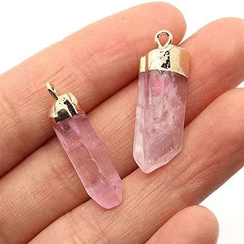 Pendentif pierre semi-précieuse rose pour création de collier et boucle d'oreille - 2