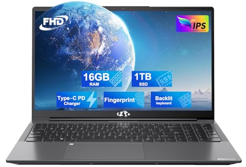 NIMO Laptop estudiantil de 15.6 FHD, 16 GB de RAM, SSD de 1 TB, teclado retroiluminado, huellas dactilares, Intel Pentium 4 Core N100 (Beat a i3-1115G4, hasta 3.4 GHz), 90 días de devolución, WiFi 6,