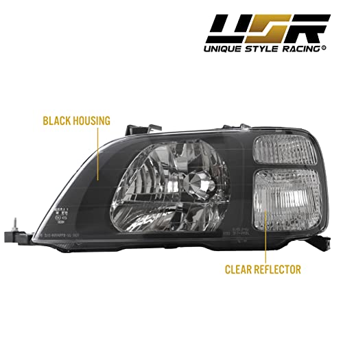 Usr Depo 97-01 Crv Headlights - Jdm Style Black Housing Clear Lens Front Headlight Set (Left + Right) Compatible With First Gen 1997-2001 Honda Cr-V #TOP5