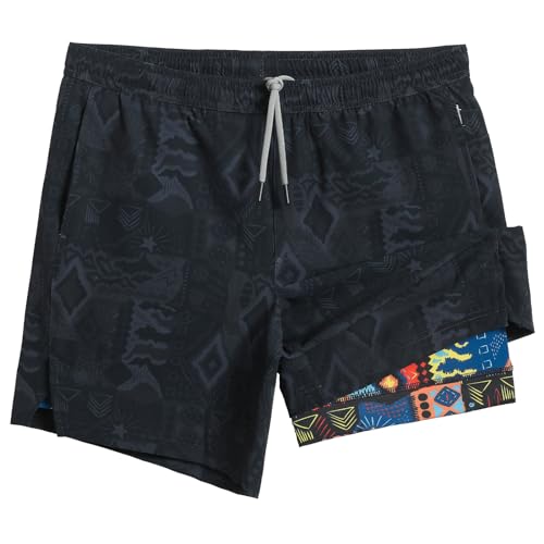 maamgic Gym Shorts for Men 7 inch Inseam with Liner Stretch 2 in 1 Workout Shorts Men Quick Dry Athletic Running Shorts Totem Black Large