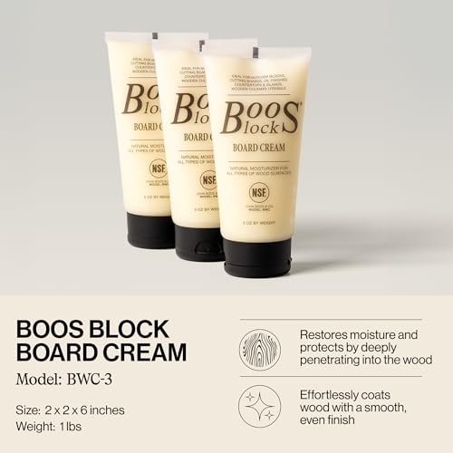 Image of John Boos 3-Pack All-Natural Board Cream for Butcher Blocks and Cutting Boards, 5 oz - Wood Conditioner & Sealer for Maintenance and Protection, Safe Formula with Beeswax & Mineral Oil
