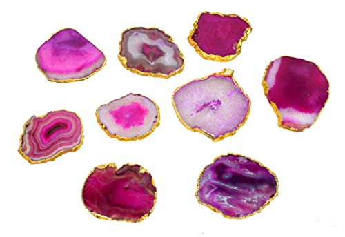 Esplanade Natural Agate Coasters Bar Beer Coffee Tea Coaster - Set Of 4 Coasters - Perfect Table Accessories Tableware (Blue) (Pink) #TOP4