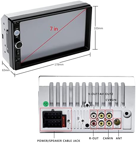 CAMECHO 7 Inch Touch Screen Double Din Car Stereo with Bluetooth FM Radio + 4 LED Backup Camera + Steering Wheel Control + Remote Control Support Mirror Link(Used in Android/iOS)