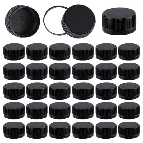 OLYCRAFT 100Pcs Black Screw-On Bottle Caps 29.5-30mm
