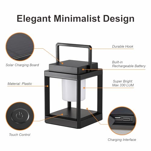 Letry LE07 Outdoor Table Lamp, Brightness Led Nightstand Lantern thumb #3