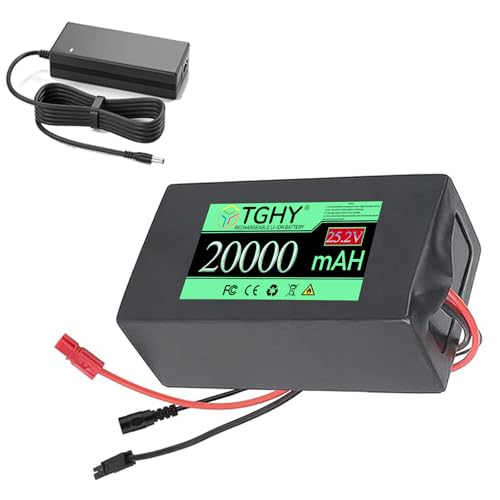 TGHY Batería de Litio de Repuesto 25,2V 8Ah 10Ah 12Ah 15Ah 20Ah Batería de Iones de Litio extraíble 24V con Cargador para Motores de 100W, 200W, 300W, 400W y 500W.,25.2v 20ah,Anderson Plug 3