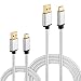 HI-CABLE USB C Cable,(3-Feet+10-Feet) 2Pack Short and Long Nylon Braided Type C Fast Charging Cord for Google Pixel XL,Nexus 6P/5X,LG G6 G5 V20,Huawei Mate 9,Lumia 950,HTC 10,More (Silver)