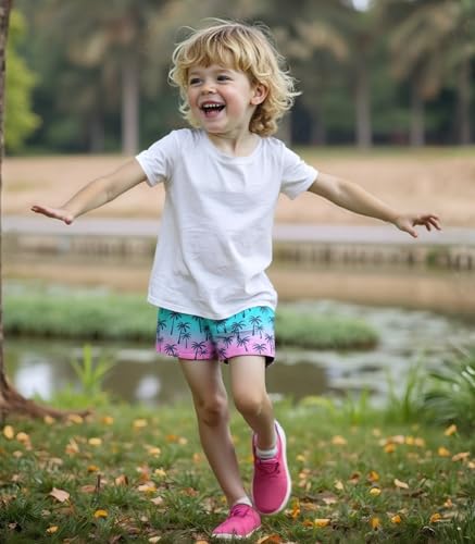 Boys Swim Trunks Swim Shorts Little Boys Bathing Suit Quick Dry Big Boy Swimsuit Swimwear, Palm Trees Hawaii Pink3
